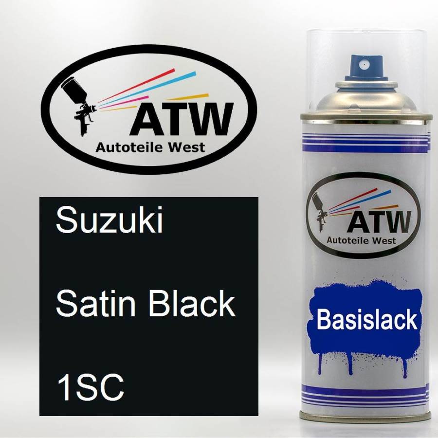 Suzuki, Satin Black, 1SC: 400ml Sprühdose, von ATW Autoteile West.